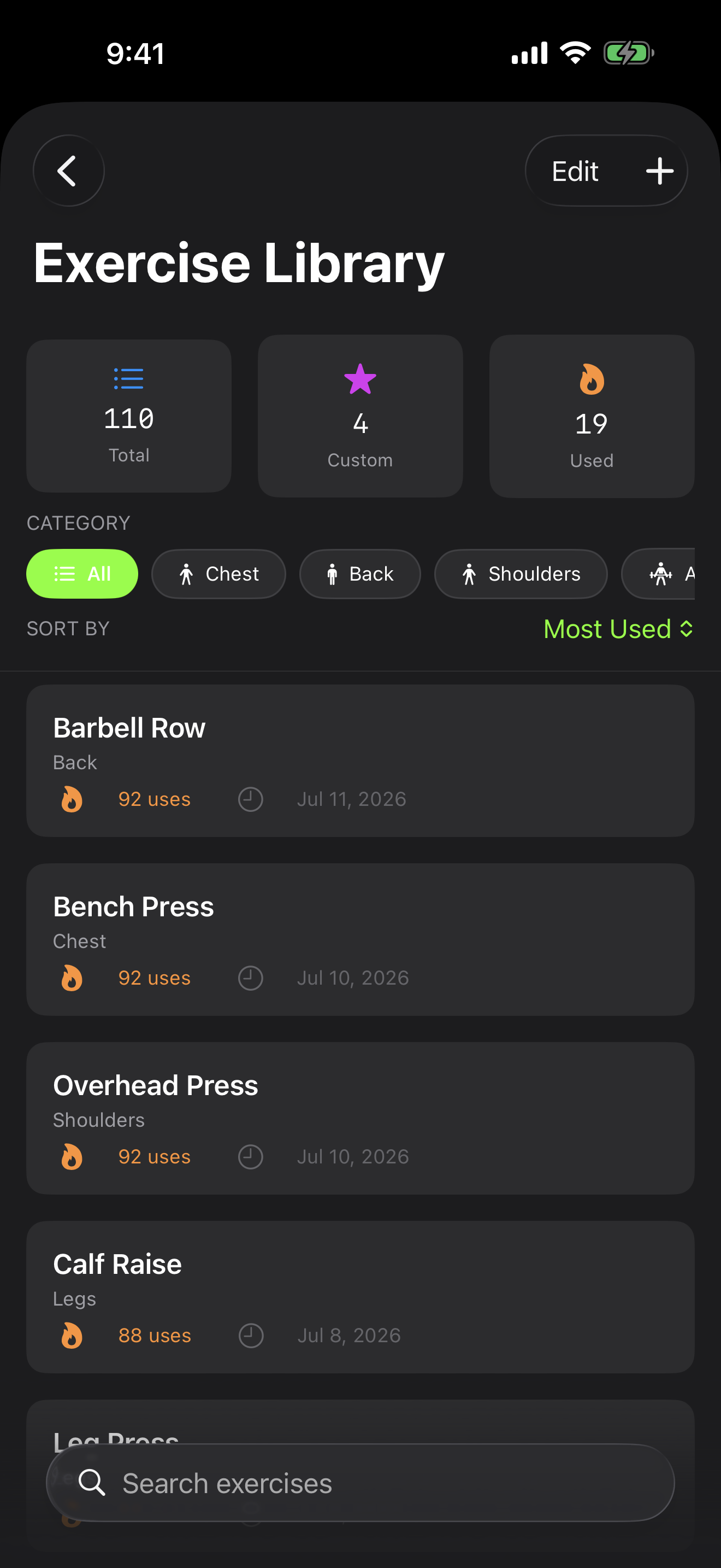 Exercise library